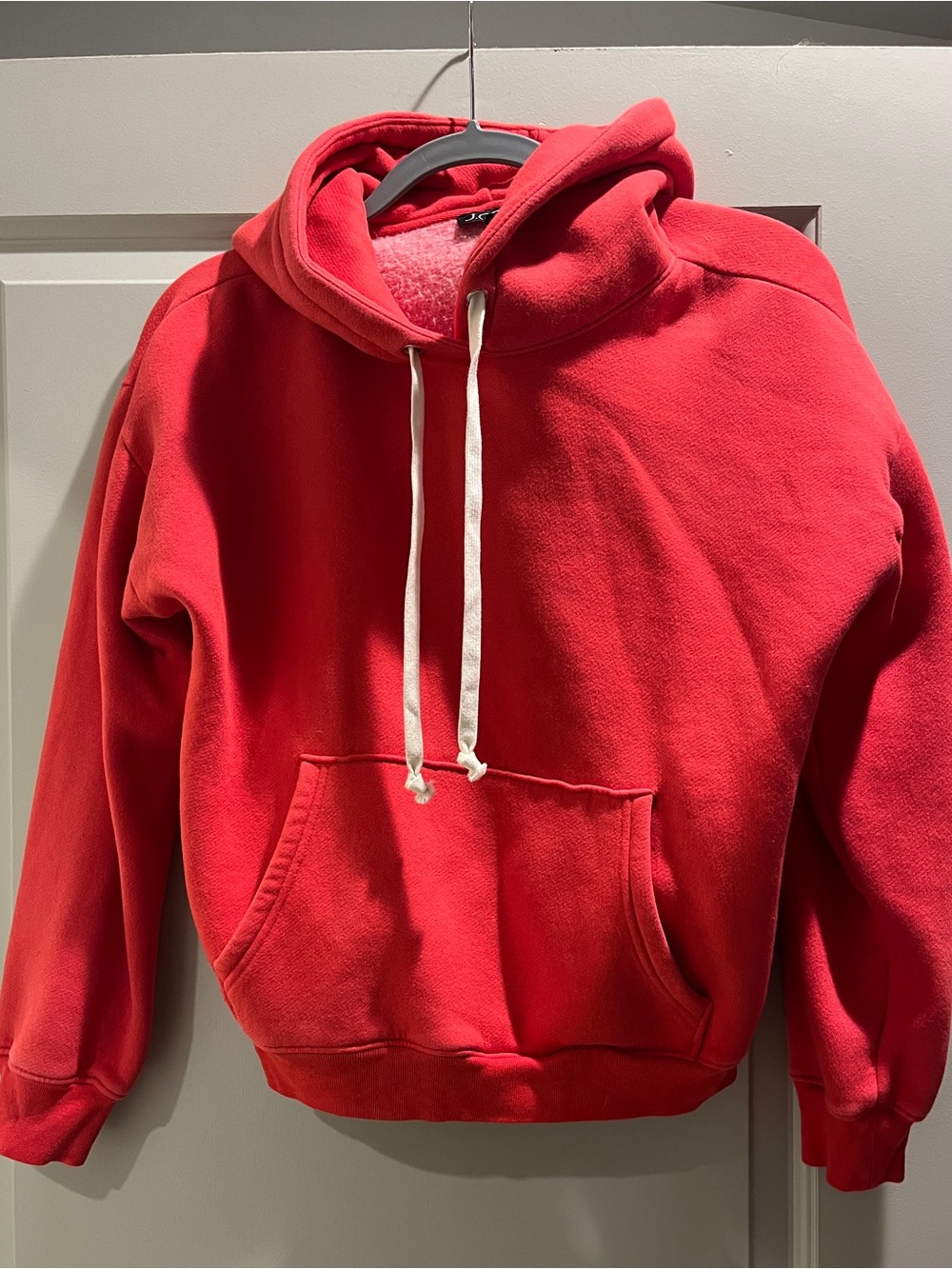 J.Crew Classic Red Pullover Hoodie with Drawstrings